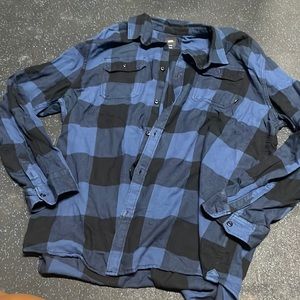 Blue and black vans flannel